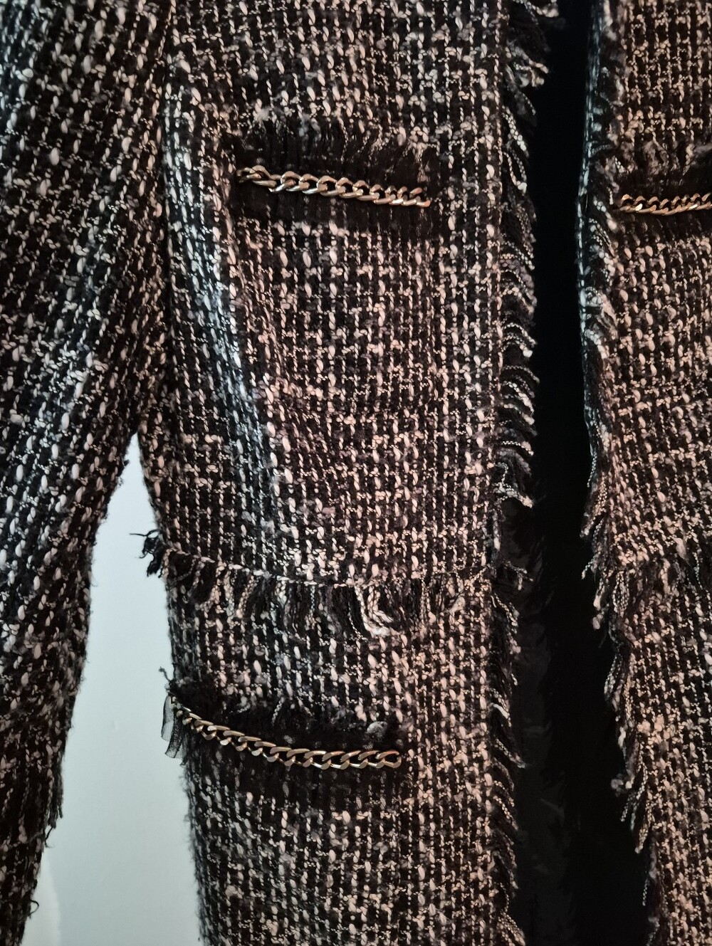 INC International Concepts Black White Tweed Long Blazer Size Small - Picture 4 of 8